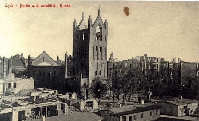 Elk - View at destroyed church 1917